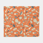 Doodle Mushroom Naadloze Wallpaper Fleece Deken (Voorkant (Horizontaal))