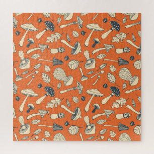 Doodle Mushroom Naadloze Wallpaper Legpuzzel