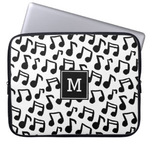 Doodle Muzieknoten gepersonaliseerd monogram Laptop Sleeve