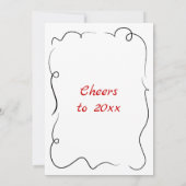 Doodle Nieuwjaarsfeest Uitnodiging Quirky Red (Achterkant)