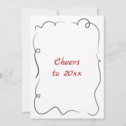 Doodle Nieuwjaarsfeest Uitnodiging Quirky Red (Achterkant)