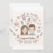 Doodle of Love: gepersonaliseerd Verloving Feestdagenkaart (Voorkant / Achterkant)