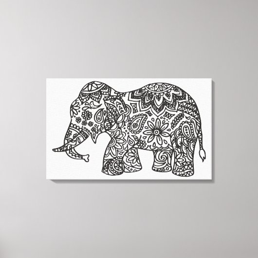 Doodle Olifant 6 Canvas Afdruk (Voorkant)