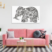 Doodle Olifant 6 Canvas Afdruk (Insitu (Woonkamer))