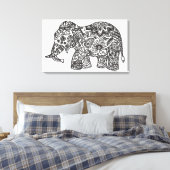 Doodle Olifant 6 Canvas Afdruk (Insitu (Slaapkamer))