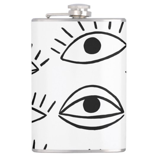 Doodle oog, creatief naadloos patroon. heupfles (Voorkant)