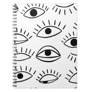 Doodle oog, creatief naadloos patroon. notitieboek