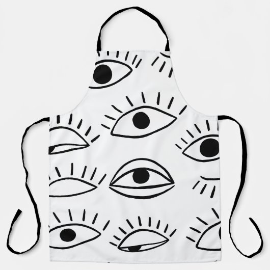 Doodle oog, creatief naadloos patroon. schort (Voorkant)