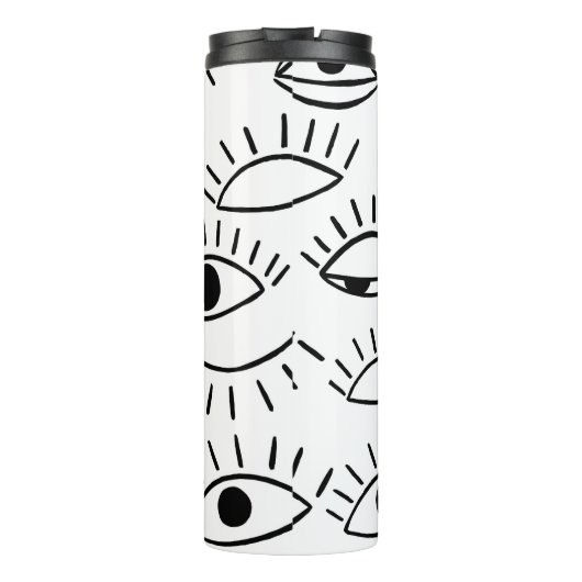 Doodle oog, creatief naadloos patroon. thermosbeker (Achterkant)