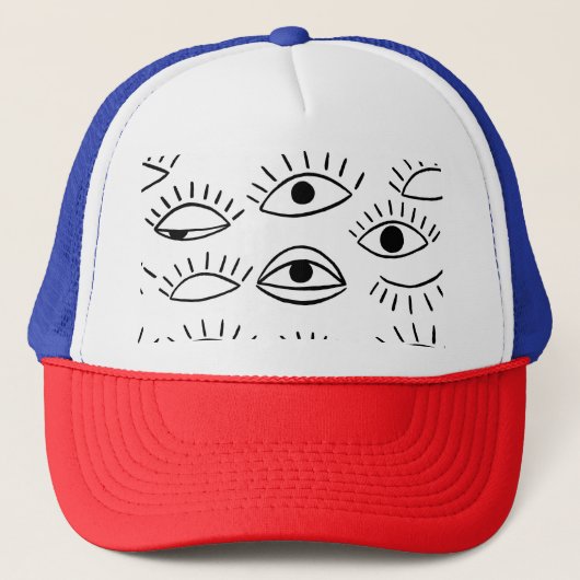 Doodle oog, creatief naadloos patroon. trucker pet (Voorkant)
