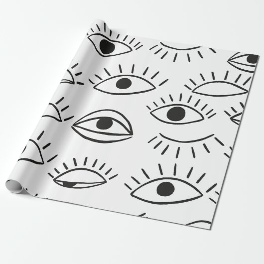 Doodle oog, naadloos patroon. cadeaupapier (Uitgerold)
