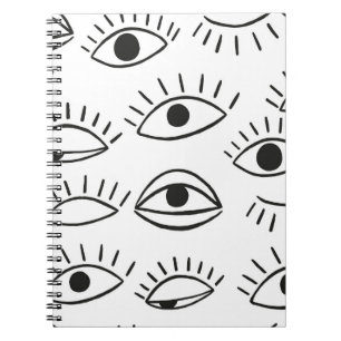 Doodle oog, naadloos patroon.  notitieboek