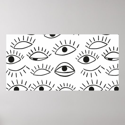 Doodle oog, naadloos patroon. poster (Voorkant)