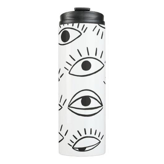 Doodle oog, naadloos patroon. thermosbeker (Voorkant)