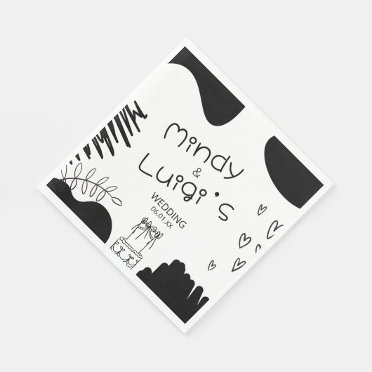 Doodle Organic Shapes Script Wedding Servet (Hoek)