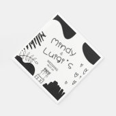 Doodle organische vormen script bruiloft servet (Hoek)