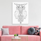 Doodle Owl 6 Canvas Afdruk (Insitu (Woonkamer))