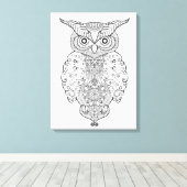 Doodle Owl 6 Canvas Afdruk (Insitu (Houten vloer))