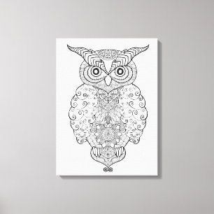 Doodle Owl 6 Canvas Afdruk