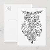 Doodle Owl Briefkaart (Voorkant / Achterkant)