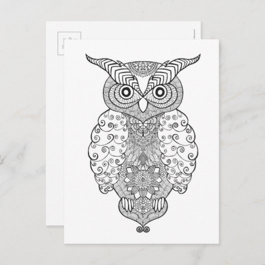 Doodle Owl Briefkaart (Voorkant / Achterkant)