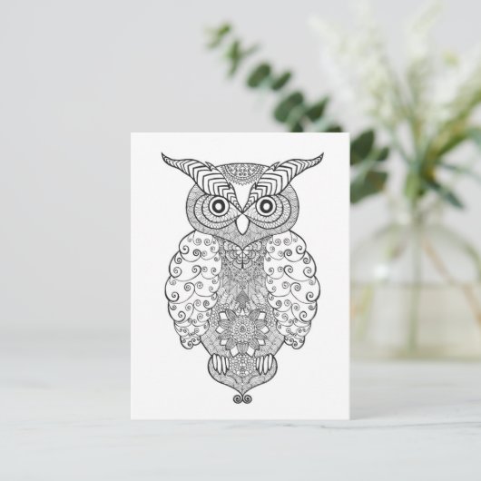 Doodle Owl Briefkaart (Staand voorkant)
