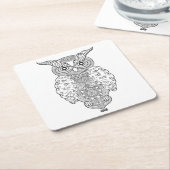Doodle Owl Kartonnen Onderzetters (Schuin)