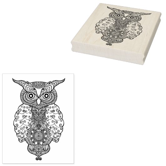 Doodle Owl Rubberstempel (Gestempeld)