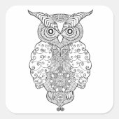 Doodle Owl Vierkante Sticker (Voorkant)