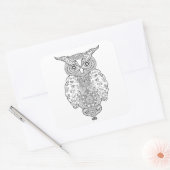Doodle Owl Vierkante Sticker (Envelop)