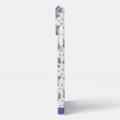 Doodle paars floral Patroon gepersonaliseerde naam iPhone Hoesje (Linkerkant)