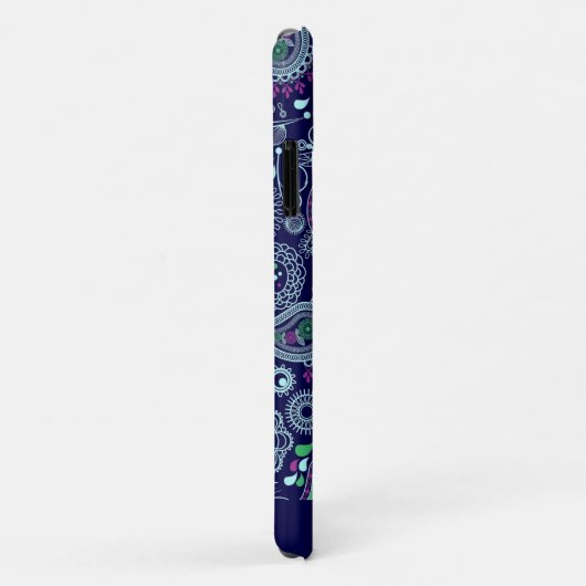 Doodle Paisley Pattern Dark Blue Case-Mate iPhone Case (Achterkant/rechts)