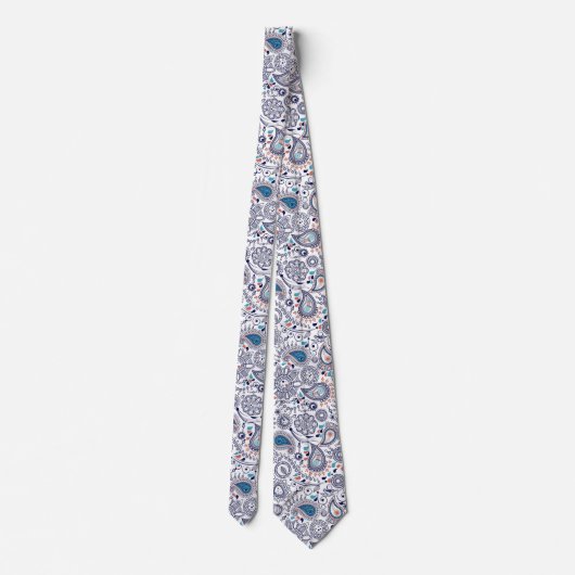 Doodle Paisley Pattern Stropdas (Achterkant)