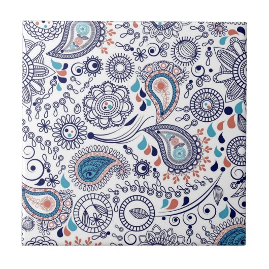 Doodle Paisley Pattern Tegeltje (Voorkant)