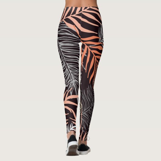 Doodle Palm: Hand-getrokken bladpatroon. Leggings (Achterkant)