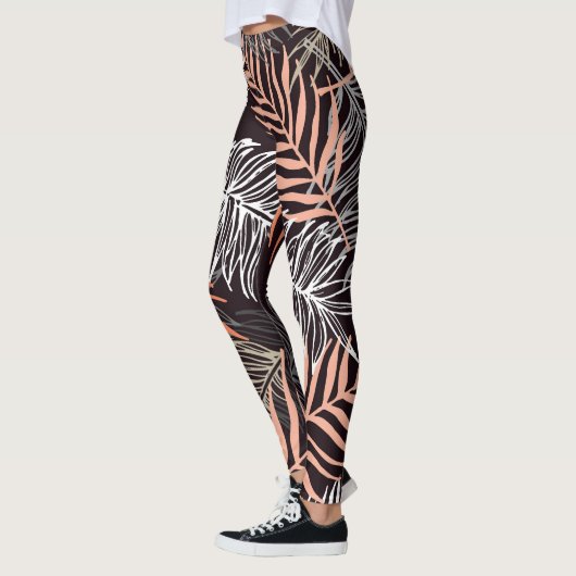 Doodle Palm: Hand-getrokken bladpatroon. Leggings (Links)