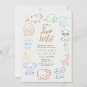 Doodle Party Animals 2e verjaardag Kaart (Voorkant)