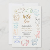 Doodle Party Dieren 1e verjaardag Kaart (Voorkant)