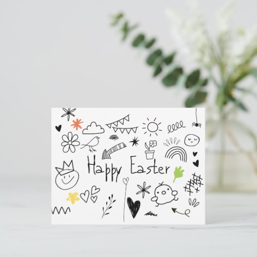 doodle Pasen Briefkaart (Staand voorkant)