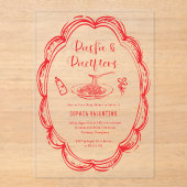 Doodle Pasta and Pacifiers Baby Shower Acryl Uitnodigingen (Voorkant)