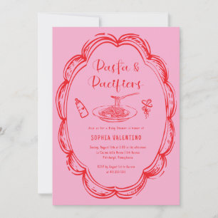 Doodle Pasta en Fopspenen Baby Shower Kaart