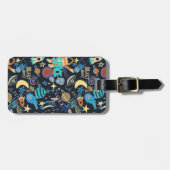 Doodle-patroon in de ruimte bagagelabel (Voorkant horizontaal)