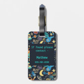 Doodle-patroon in de ruimte bagagelabel (Achterkant verticaal)