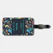 Doodle-patroon in de ruimte bagagelabel (Achterkant horizontaal)