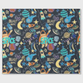 Doodle-patroon in de ruimte cadeaupapier (Vlak)