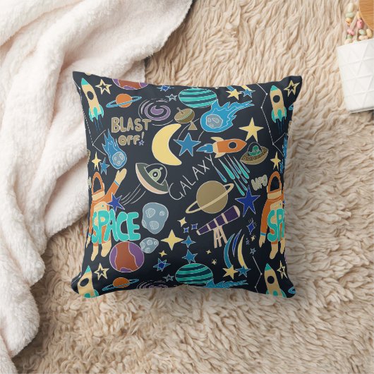 Doodle-patroon in de ruimte kussen (Deken)