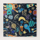 Doodle-patroon in de ruimte legpuzzel (Horizontaal)