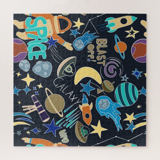 Doodle-patroon in de ruimte legpuzzel (Horizontaal)