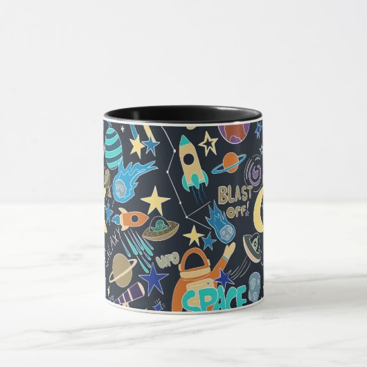Doodle-patroon in de ruimte mok (Midden)