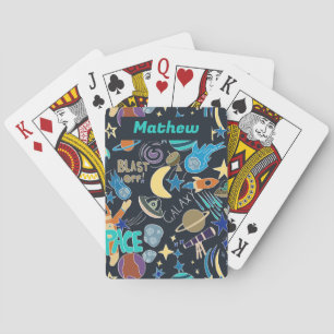Doodle-patroon in de ruimte pokerkaarten